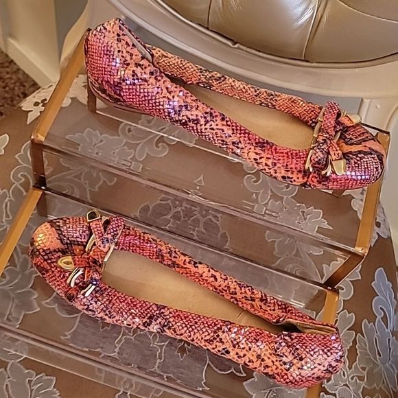 Gorgeous Stuart Weitzman Lynx Melon Iris Snakeskin Ballet Flats - Picture 3 of 16